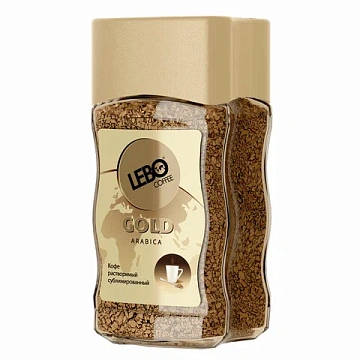 Кофе растворимый LEBO 'Gold' 100 г, стеклянная банка, сублимированный