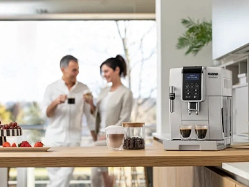 Кофемашина DELONGHI Dinamica ECAM 350.35.W, 1450 Вт, объем 1,8 л, ручной капучинатор, белая
