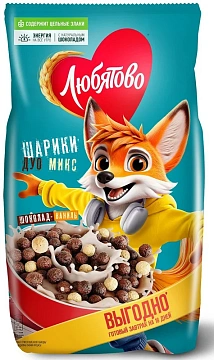 Готовый завтрак Любятово Дуо Микс Шоколадные шарики, 500г