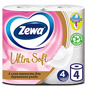 Туалетная бумага Zewa Ultra Soft, 4 слоя, 4 рулона