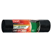 Мешки для мусора 240 л, черные, в рулоне 20 шт., ПВД, 35 мкм, 130х90 см, PACLAN 'Big&Strong', 402209