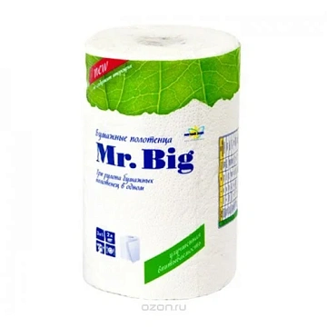Бумажные полотенца Мягкий Знак Mr.big 2 слоя, 1 рулон, 32.5м, белые