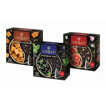 Чай Akbar Сливочная карамель, черный, 20 пирамидок