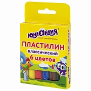 Пластилин классический ЮНЛАНДИЯ 'ЮНЛАНДИК-СКУЛЬПТОР', 6 цветов, 120 г, ВЫСШЕЕ КАЧЕСТВО, 105028