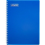 Бизнес-тетрадь А5-,96л,гребень,обл.пластик,клетка, Attache Plastic, синий