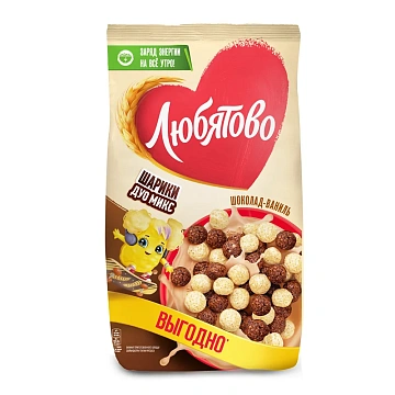 Готовый завтрак Любятово Дуо Микс Шоколадные шарики, 500г
