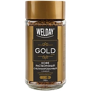 Кофе растворимый WELDAY (ВЭЛДЭЙ) 'GOLD' 190 г, стеклянная банка, сублимированный, 622674