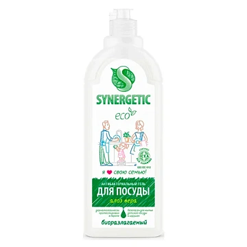 Средство для мытья посуды Synergetic Антибактериальное, Алоэ 1л дозатор