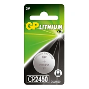 Батарейка литиевая GP Lithium CR2450 'таблетка, дисковая, кнопочная' 1 шт., блистер, CR2450-2C1