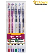 Набор гелевых ручек Crown 'Hi-Jell Color' 5шт., 5цв., ПВХ уп., европодвес