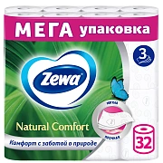 Туалетная бумага Zewa 3 слоя, 32 рулона, 14,2 м, белая