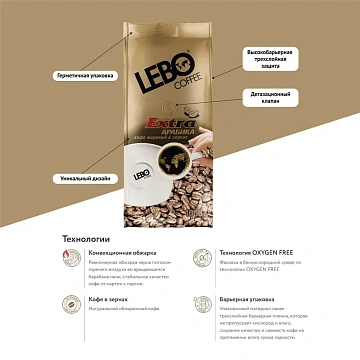 Кофе в зернах LEBO 'Extra' 1 кг, арабика 100%