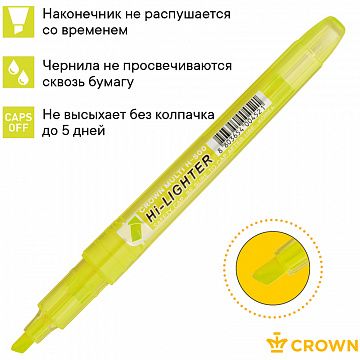 Текстовыделитель Crown 'Multi Hi-Lighter' желтый, 1-4мм