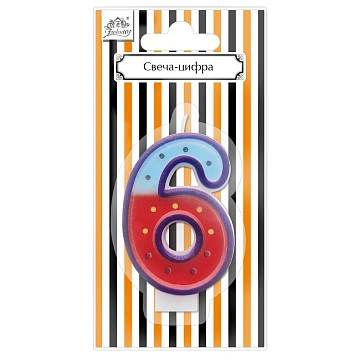 Свеча-цифра 6 Fiolento Friendly Birthday