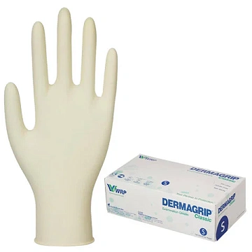 Перчатки латексные смотровые, 50 пар (100 штук), размер 6-7, S (малый), DERMAGRIP Classic, D1501-10