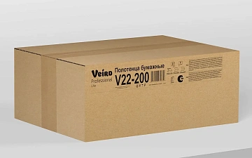 Бумажные полотенца Veiro Professional Lite H3, 2 слоя, V-сложение, 200лист, белые, V22-200