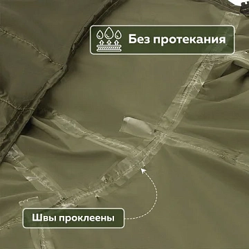 Дождевик-плащ хаки С КАРМАНАМИ многоразовый на молнии, размер 52-54, рост 170-176, ГРАНДМАСТЕР, 6108