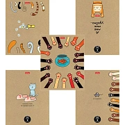 Тетрадь А5 48л. HATBER скоба, клетка, обложка крафт, 'На мягких лапках' (микс в спайке), 066340, 48Т