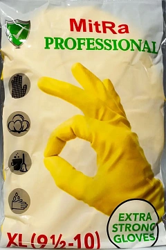 Перчатки: резиновые латексные MITRA XL с хлопковым напылением (пар)