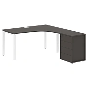 Стол эргономичный с тумбой EUCET 1518(R) Мокко/Белый 1560х1880х750 EDIS