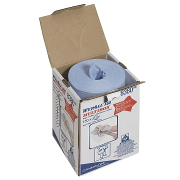 Протирочный материал Kimberly-Clark WypAll Х60, 8380, высокая впитываемость, в рулоне с центральной вытяжкой, 150 листов, 1 слой, синий