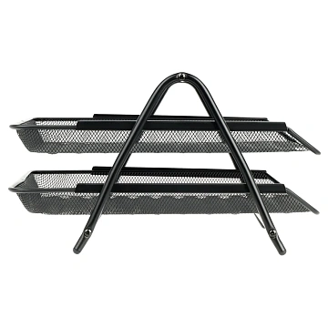 Лоток для бумаг горизонтальный СТАММ, 2 секции, металл, черный