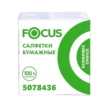 Салфетки бумажные FOCUS белые 20х24см 1сл 100шт/уп
