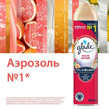 Освежитель воздуха аэрозольный 300 мл, GLADE 'После дождя'