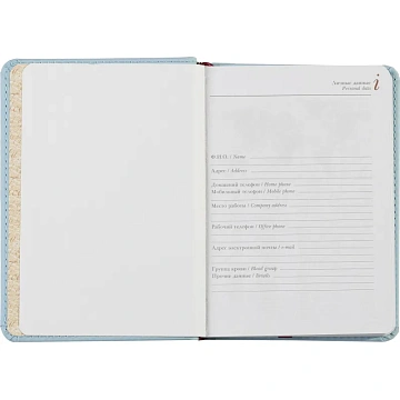 Ежедневник недатированный А6+ VELVET (ЗЕФИРНЫЙ ГОЛУБОЙ) 3-495/35