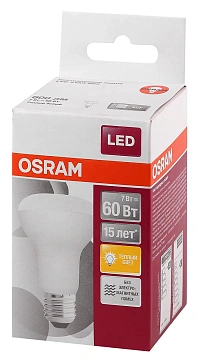 Лампасветодиодная Osram LEDR63 7W E27 теплый свет