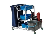 Тележка уборочная Eco-Force МНОГОФУНКЦИОНАЛЬНАЯ MEGA 2 ведра по 25 л, отжим, 3 поддона, держатель и