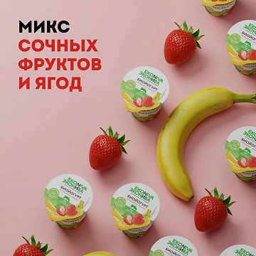 Биойогурт Эконива с клубникой и бананом 2.8%, 125г