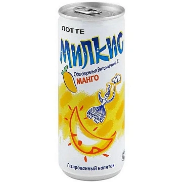 Напиток газированный Lotte Милкис Манго, 250мл, ж/б