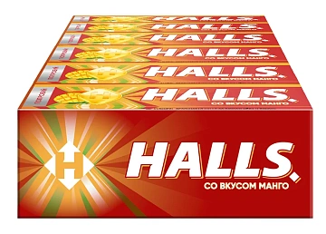 Леденцы Halls Манго, 25г