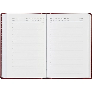Ежедневник недатированный бордо, А6,100x150, 320стр, Agenda
