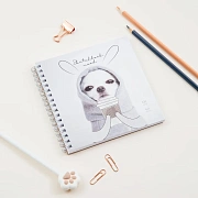 Скетчбук 60л., 150*150 MESHU 'Puppy', на гребне, выб. лак, soft-touch, 120г/м2