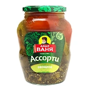 Ассорти Дядя Ваня маринованные огурцы-томаты, 680г