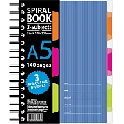 Бизнес-тетрадь 140л,кл,А5,SPIRAL BOOK Синий,евроспир,обл.пласт,раздел.84113
