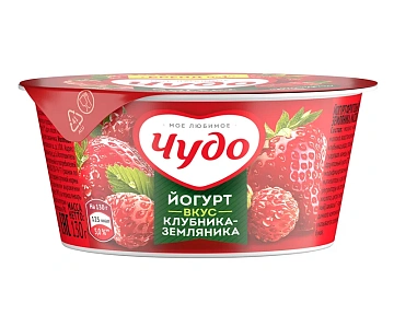 Йогурт фруктовый Чудо клубника-земляника 2%, 130г