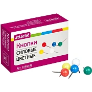 Кнопки силовые д/пробковых досок Attache ШАРИКИ,пластик,ассорти,50шт/уп