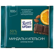 Шоколад Ritter Sport темный миндаль и апельсин, 100г