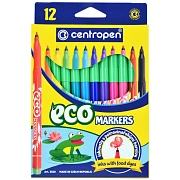 Фломастеры Centropen 'ECO Markers', 12цв., трехгранные, смываемые, картон., европодвес