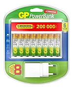 Устройство зарядное GP U811 с аккумулятором 2700мАч адаптер, 8шт