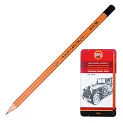 Карандаши чернографитные KOH-I-NOOR, НАБОР 12 шт., 'Art', 8В-2H, без резинки, металлическая коробка,