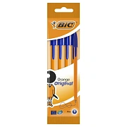 Ручки шариковые BIC 'Orange Original', НАБОР 4 шт., СИНИЕ, узел 0,8 мм, линия письма 0,3 мм, пакет