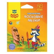 Мелки восковые Мульти-Пульти 'Енот на острове Пасхи', 24цв., круглые, картон, европодвес