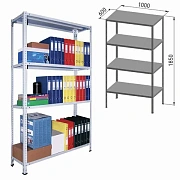Стеллаж металлический ПРАКТИК 'MS', 1850х1000х600 мм, 4 полки, MS 185/100х60/4