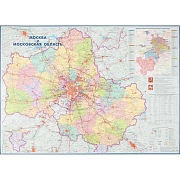 Карта настенная Москва и Московская область админ.1:280тыс.,1,43х1,02м