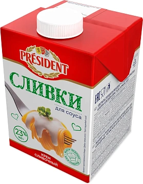 Сливки President для соуса ультрапастеризованные 23%, 500г