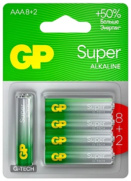 Батарейки GP Super Aaa, 8+2шт